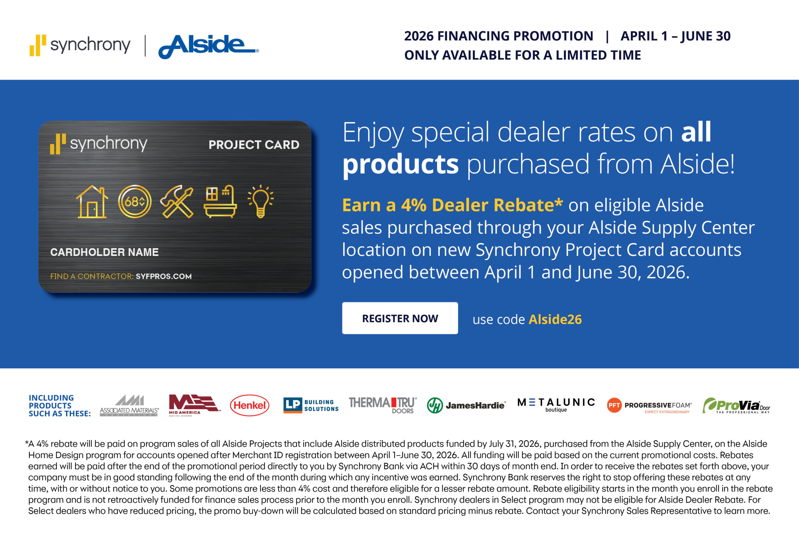 Alside Dealer Rebate - Q22026